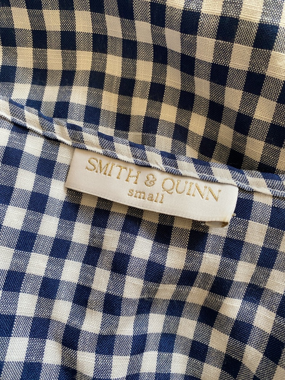 Women's Navy and White Gingham Tie-Front Top - Picture 3 of 3